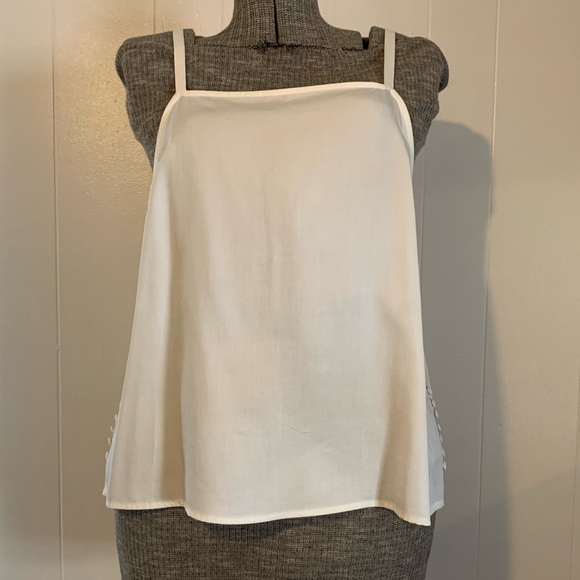 Cremieux Top White Tank Top Size Large NWOT with Button Detail Super Cute! - Picture 7 of 11